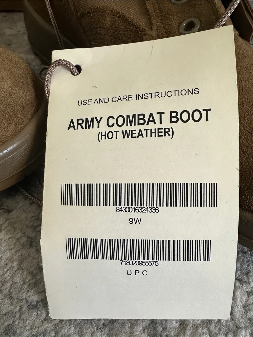 Men’s Army Combat Boots NWT - Hot Weather Size 9W